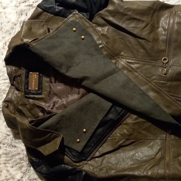 Paparazzi Leather Biker Jacket, Forest Green and Black - Picture 8 of 10